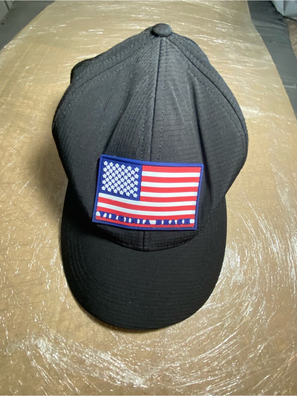 Lucky Brand Black Baseball Cap with American Flag Patch